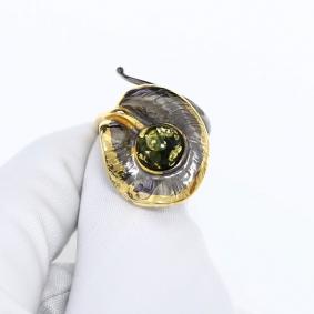 Кольцо из лимонного серебра Янтарная волна Я82093пк-з с янтарём Я82093пк-з фото