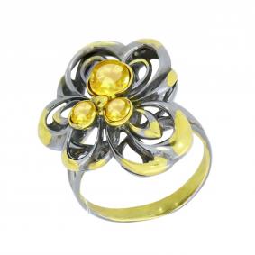 Кольцо из лимонного серебра Янтарная волна Я820975пк-л с янтарём Я820975пк-л фото