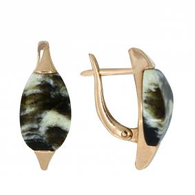 Серебряные серьги Янтарная волна Я821032п-ч с янтарём Я821032п-ч фото