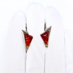 Серебряные серьги Янтарная волна Я821268-кр с янтарём Я821268-кр фото