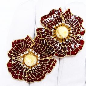 Серьги из лимонного серебра Янтарная волна с янтарём, ювелирным кристаллом и витражной эмалью Я821480пл-б Я821480пл-б фото
