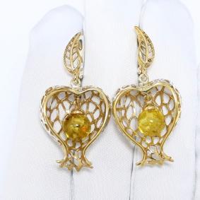 Серьги из лимонного серебра Янтарная волна Я821849пл-л с янтарём Я821849пл-л фото