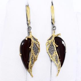 Серьги из лимонного серебра Янтарная волна Я821866пк-к с янтарём Я821866пк-к фото