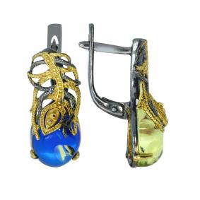 Серьги из лимонного серебра Янтарная волна Я821870пк-с с янтарём Я821870пк-с фото