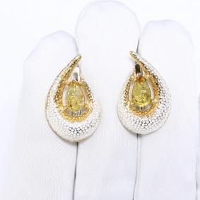 Серьги из лимонного серебра Янтарная волна Я821905пл-л с янтарём Я821905пл-л фото