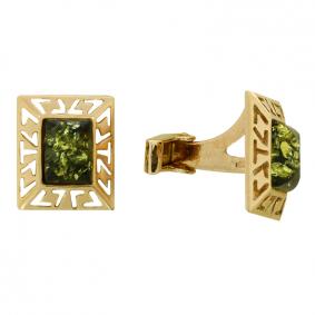 Запонки из лимонного серебра Янтарная волна Я822218п с янтарём Я822218п фото