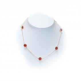 Колье из золочёного серебра Янтарная волна Я823063п-кр с янтарём Я823063п-кр фото