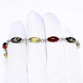 Серебряный браслет Янтарная волна Я824001-микс с янтарём Я824001-микс фото