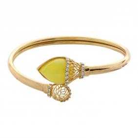 Браслет из золочёного серебра Янтарная волна Я824012п-б с янтарём и ювелирным кристаллом Я824012п-б фото