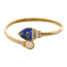 Браслет из золочёного серебра Янтарная волна Я824012п-с с янтарём и ювелирным кристаллом Я824012п-с фото