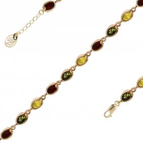 Браслет из золочёного серебра Янтарная волна Я824026п-микс-1 с янтарём Я824026п-микс-1 фото