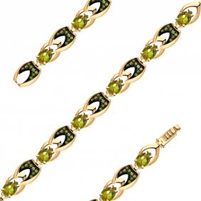 Золотой браслет Александра с ситаллом цвета Султанит и фианитом бр104-48ск-са бр104-48ск-са фото