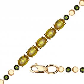 Золотой браслет плетение Фантазийное Александра бр120-48ск-са с фианитом и султанитом бр120-48ск-са фото