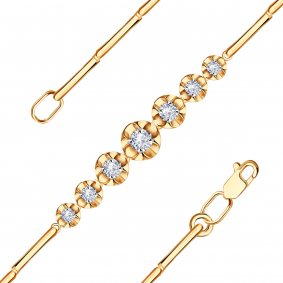 Золотой браслет Александра бр124-62ск с Swarovski бр124-62ск фото