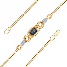 Золотой браслет Александра с ситаллом цвета Лондон топаз с фианитом бр158-87ск бр158-87ск фото