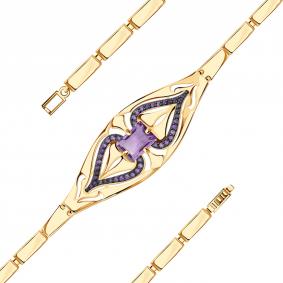 Золотой браслет Александра бр168-3ск-си с фианитом и аметистом бр168-3ск-си фото