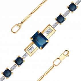 Золотой браслет Александра бр169-28ск с фианитом и Лондон топазом бр169-28ск фото