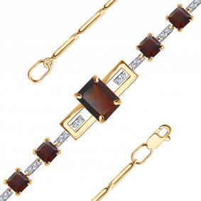 Золотой браслет Александра бр169-2ск с фианитом и гранатом бр169-2ск фото