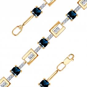 Золотой браслет Александра бр170-28ск с фианитом и Лондон топазом бр170-28ск фото