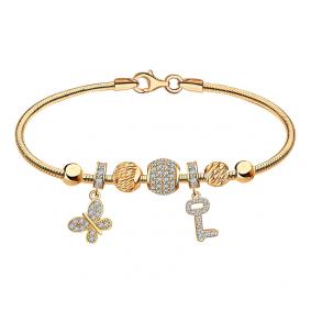 Золотой браслет Пандора-CHARM Александра с фианитом бт001ск-74 бт001ск-74 фото