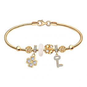 Золотой браслет Пандора-CHARM Александра с фианитом и керамикой бт001ск-82 бт001ск-82 фото