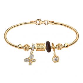 Золотой браслет Пандора-CHARM Александра с фианитом и керамикой бт001ск-87 бт001ск-87 фото