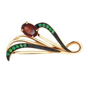 Золотая брошь Александра бш057-2ск-з с фианитом и гранатом бш057-2ск-з фото