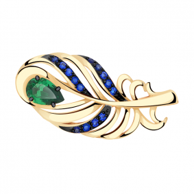 Золотая брошь Александра бш069-20ск-зс с фианитом бш069-20ск-зс фото