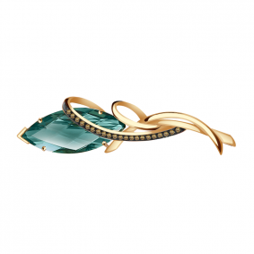 Золотая брошь Александра бш073-26ск-ш с фианитом и турмалином бш073-26ск-ш фото