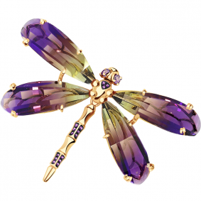 Золотая брошь-подвеска Александра с миксом камней бш075-49ск-си бш075-49ск-си фото