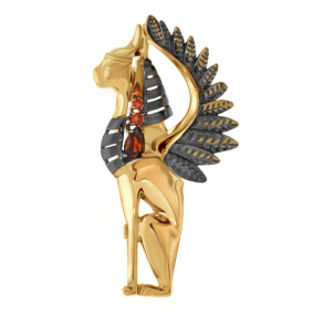 Золотая брошь Александра бш099-2ск с фианитом и гранатом бш099-2ск фото