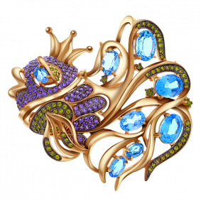 Золотая брошь Александра бш101-78ск с топазом и фианитом бш101-78ск фото