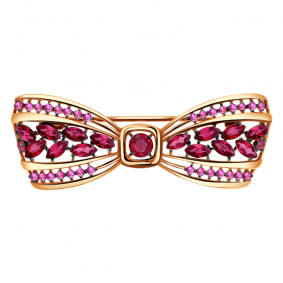 Золотая брошь Александра бш103-30ск-р с фианитом и рубиновым корундом бш103-30ск-р фото