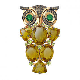 Золотая брошь Александра бш104-48ск-зсаш с фианитом и султанитом бш104-48ск-зсаш фото