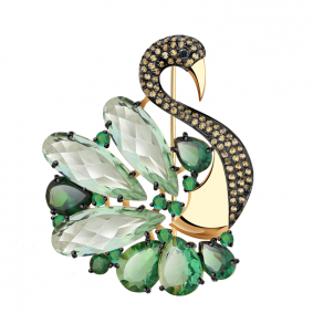 Золотая брошь Александра бш106-23ск-з с фианитом, кварцем и турмалином бш106-23ск-з фото