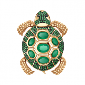 Золотая брошь Александра бш110-12ск-з с фианитом и агатом бш110-12ск-з фото