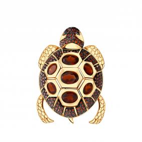 Золотая брошь Александра с подвижными элементами и миксом камней бш110-2ск-кч бш110-2ск-кч фото