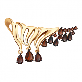 Золотая брошь Александра бш111-2ск-к с фианитом и гранатом бш111-2ск-к фото