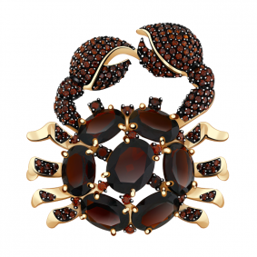 Золотая брошь Александра бш113-2ск-к с фианитом и гранатом бш113-2ск-к фото