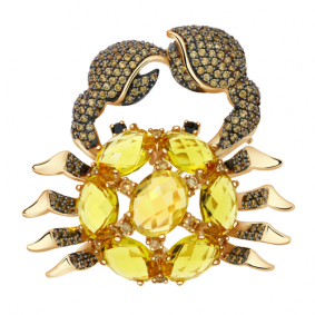 Золотая брошь Александра бш113-6ск-беч с фианитом и цитрином бш113-6ск-беч фото