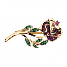 Золотая брошь Александра бш118-20ск-зр с фианитом бш118-20ск-зр фото