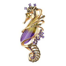 Золотая брошь-подвеска Александра с миксом камней бш122-49ск-сиш бш122-49ск-сиш фото