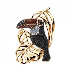 Золотая брошь Александра бш125-20ск-кч с фианитом бш125-20ск-кч фото