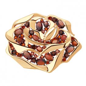 Золотая брошь Александра бш138-2ск-к с фианитом и гранатом бш138-2ск-к фото