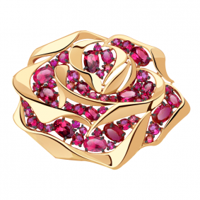 Золотая брошь Александра бш138-30ск-р с фианитом и рубиновым корундом бш138-30ск-р фото