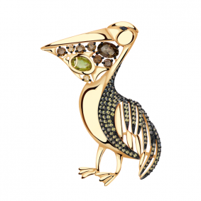 Золотая брошь Александра бш146-23ск-ш с фианитом, раухтопазом и султанитом бш146-23ск-ш фото