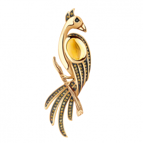 Золотая брошь Александра бш149-6ск-ш с фианитом и цитрином бш149-6ск-ш фото