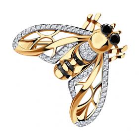 Золотая брошь Александра бш177ск-ч с фианитом бш177ск-ч фото