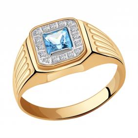 Золотое кольцо Александра к363-78ск с топазом и фианитом к363-78ск фото