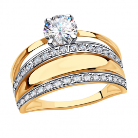Золотое кольцо Александра к813-62ск с Swarovski к813-62ск фото